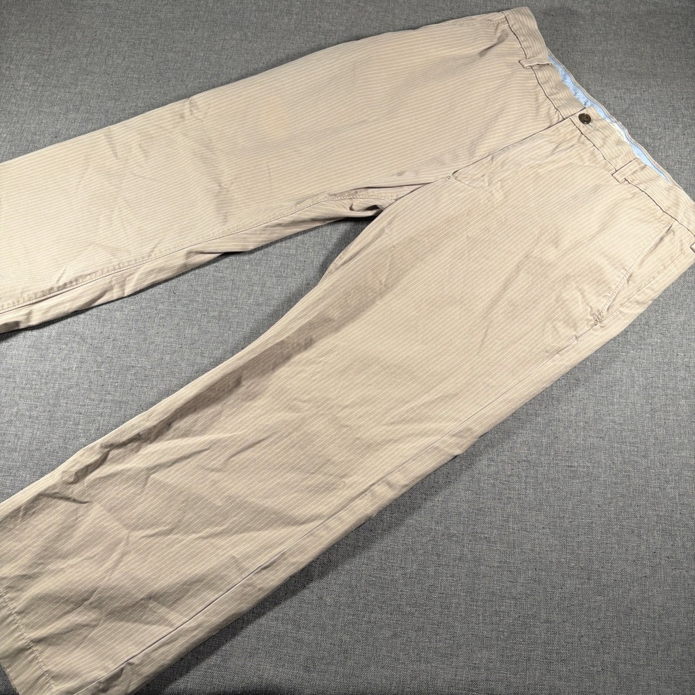 Banana Republic Boot Cut Pants Mens 38x30 Tan Pinstripe Cotton Chinos Wide Leg